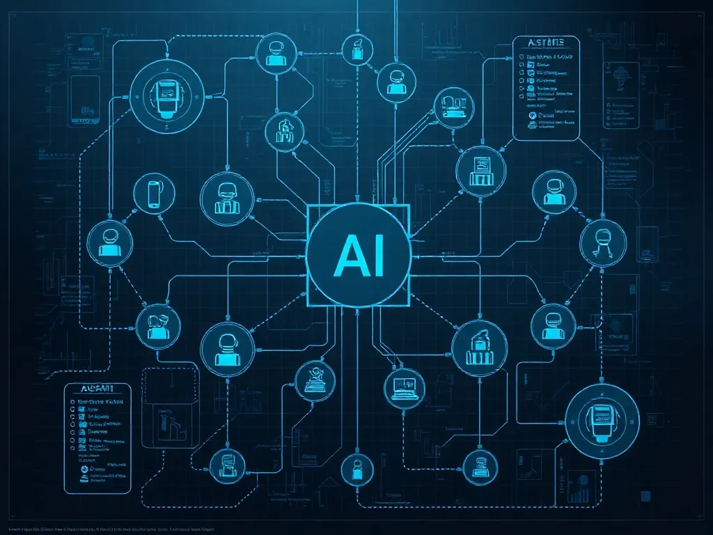 Technical architectural diagram showing interconnected AI ag